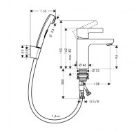 MONOMANDO LAVABO-BIDE METRIS S HANSGROHE